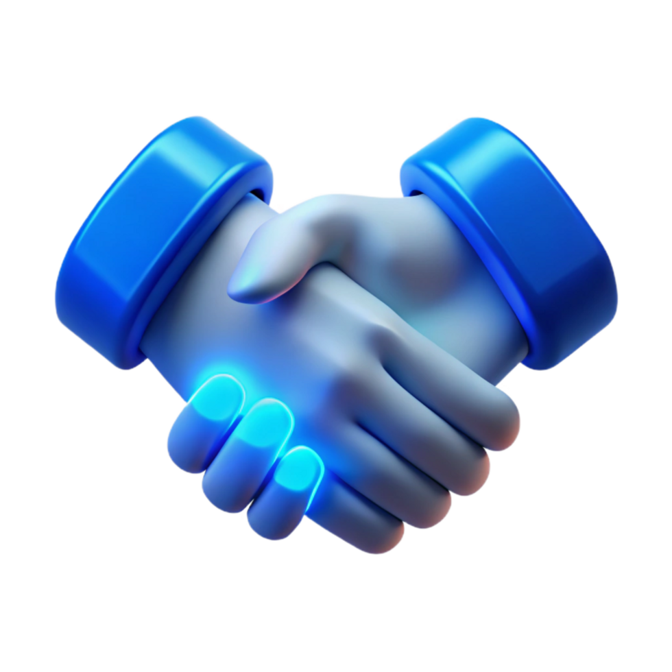 vibrant classic handshake icon with blue glow transparent high quality free png